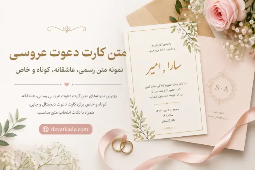 نمونه متن کارت دعوت عروسی روی کارت دیجیتال شیک و عاشقانه